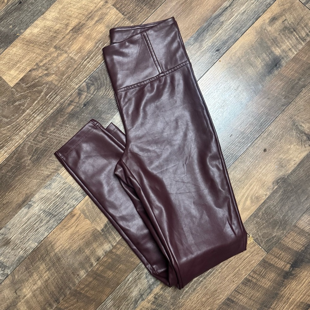 Studio Badgley Mischka Faux Leather Leggings - Deep Burgundy